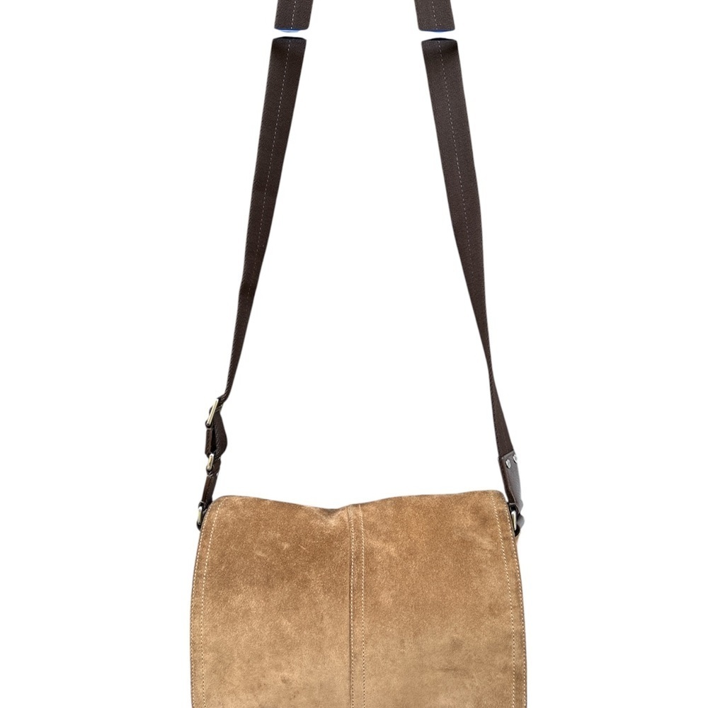 Coach Suede Messenger Bag F70416 | Brown Leather Crossbody | Unisex Vintage - Picture 14 of 17